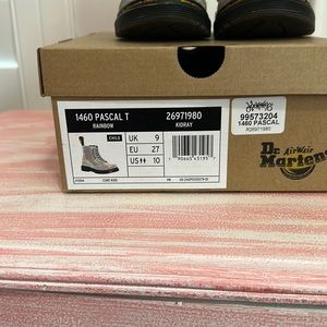 Toddler Rainbow Dr. Martens. (Worn)